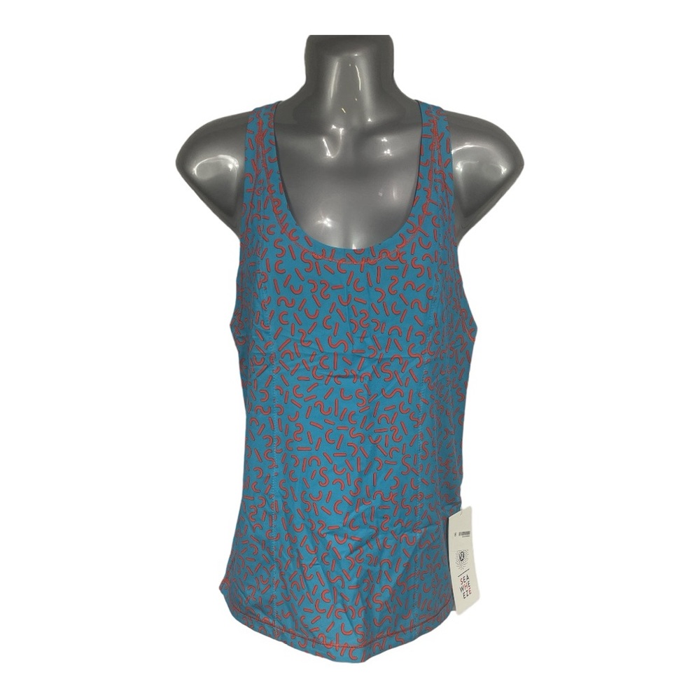 Lululemon Lightened Up Singlet Seawheeze Cheetos Blue and Orange, Size 4